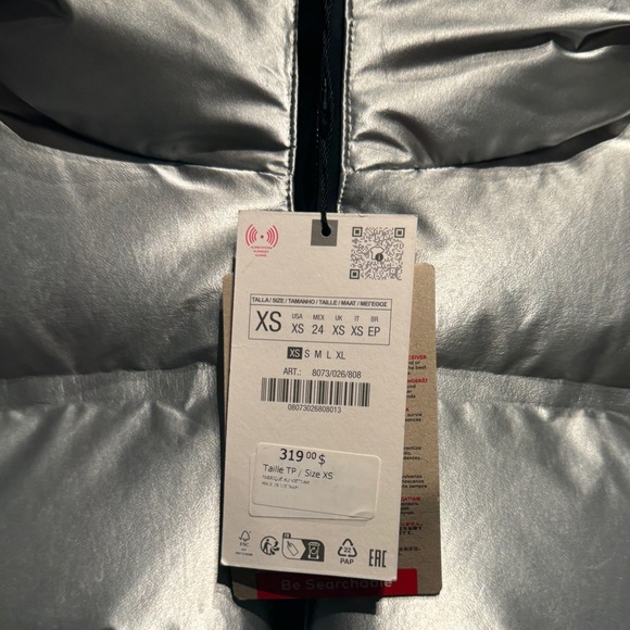 NEW! Zara Silver Puffer Jacket Ski Collection - Picture 6 of 6
